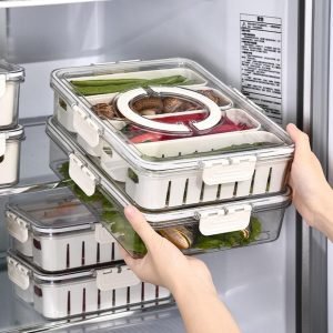 Boîte de rangement compartimentée pour réfrigérateur – Organisation optimale & fraîcheur prolongée